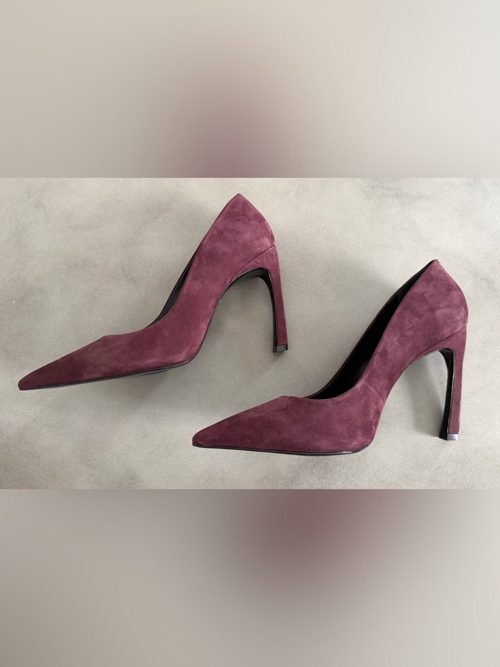 SCHUTZ Pointed-Toe Suede Pumps in Plum - Picture 4 of 6
